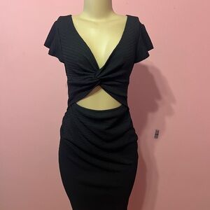 SHEIN Black Cutout Twist Dress
